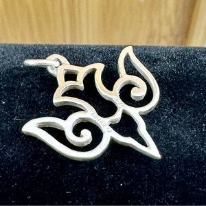 JAMES AVERY Sterling Silver Etched Descending Dove Bird Pendant Charm; RETIRED